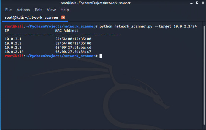 python new network mac address email